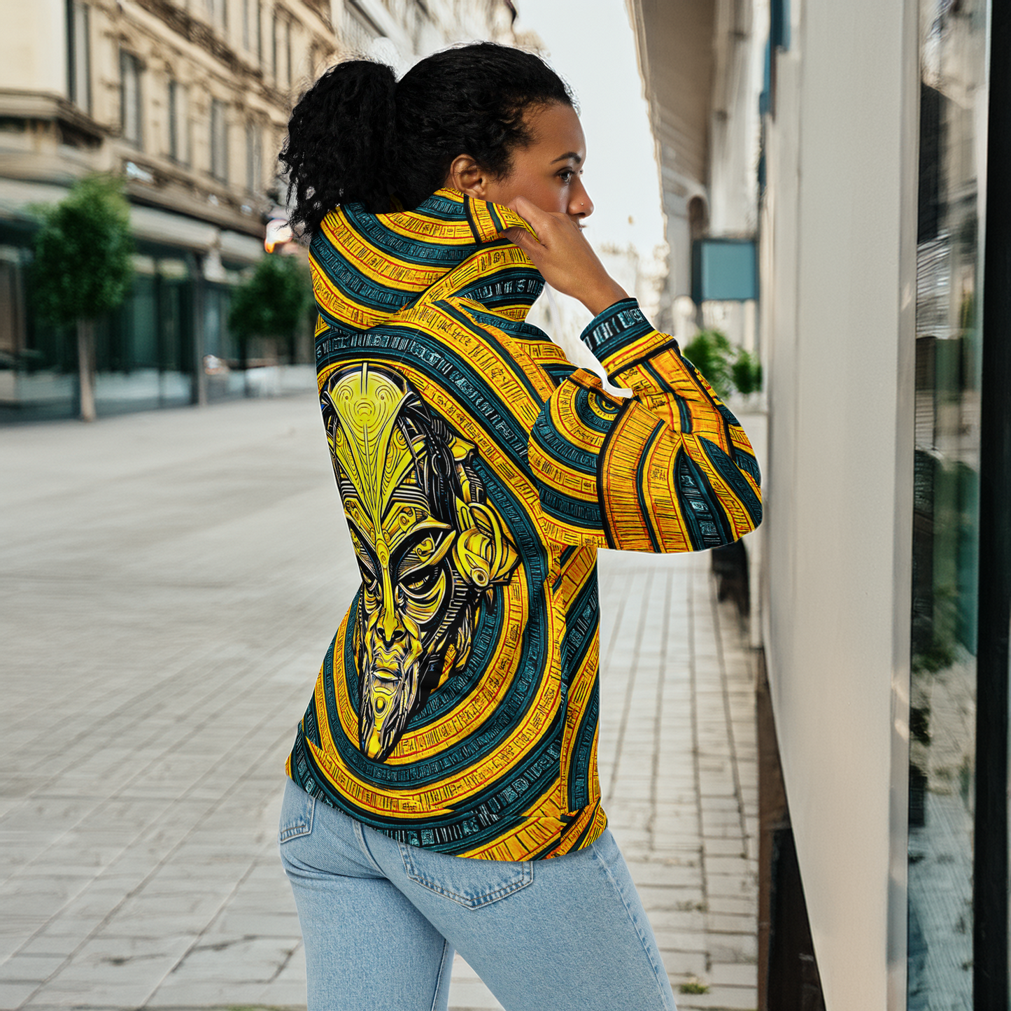 The Mask of Wisdom: Alden - Unisex All-Over Print Zip Hoodie