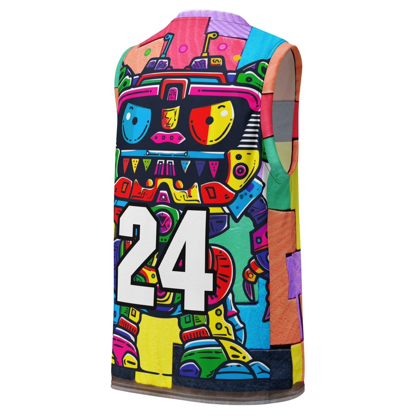 Robo Rebel - Recycled unisex basketball jersey - Block Fusion Colorway