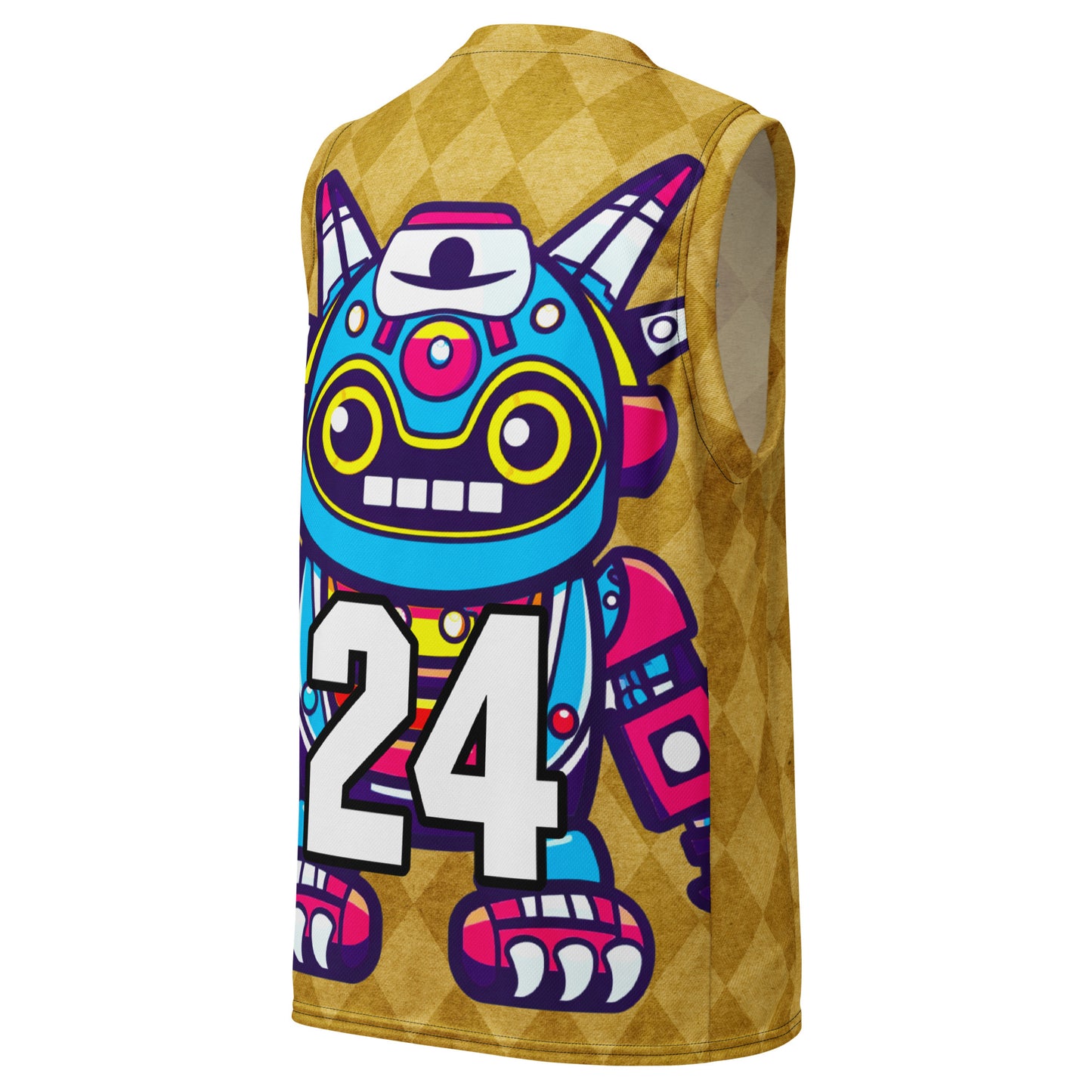 Techno Guardian - Recycled unisex basketball jersey - Golden Argyle Colorway