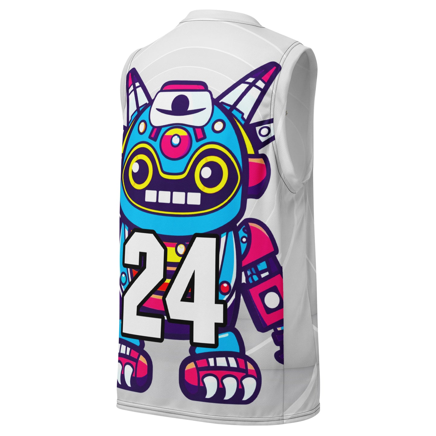 Techno Guardian - Recycled unisex basketball jersey - Ivory Vortex Colorway