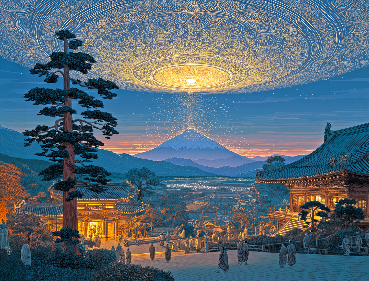 Dawn Over the Celestial Gate Desk Mat - BBairt