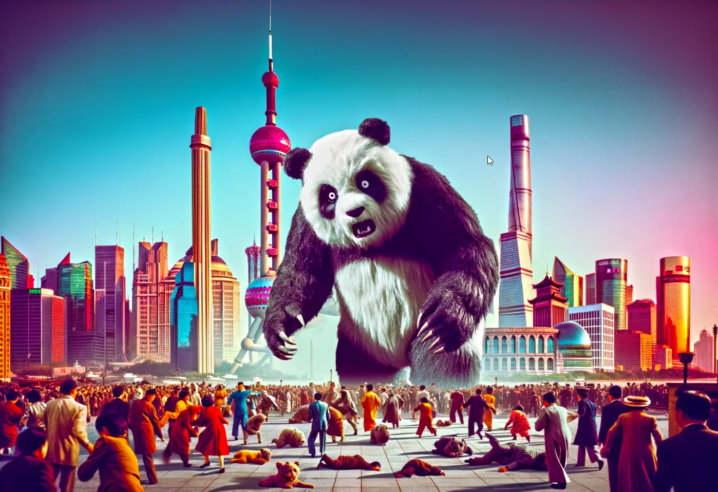 Pandaemonium in Pudong – Desk Mat - BBairt