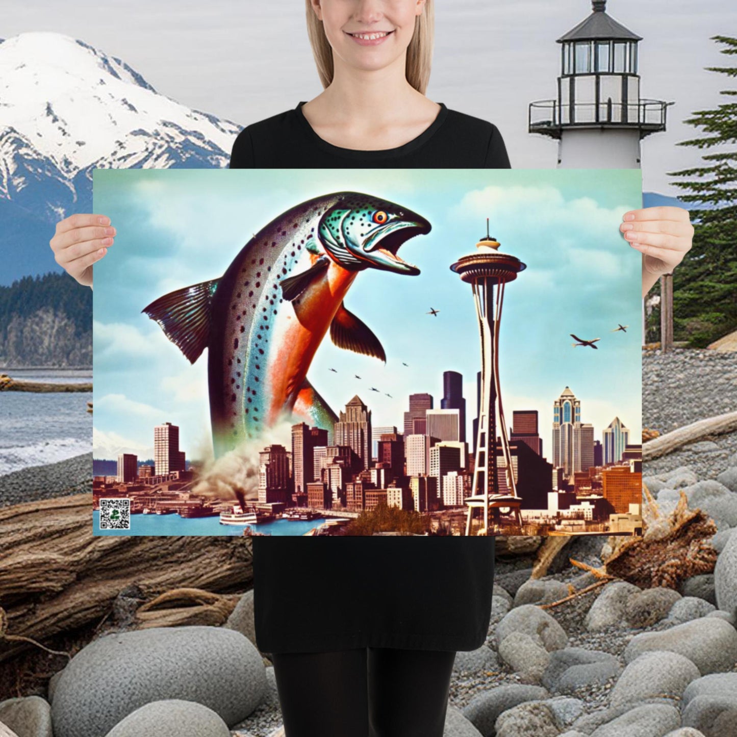 Salmon Surge in Seattle Alt - Photo paper poster