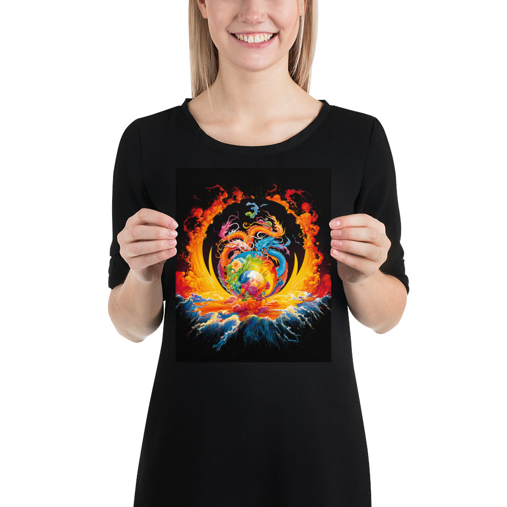 Eternal Harmony: Dual Dragon Photo Paper Poster