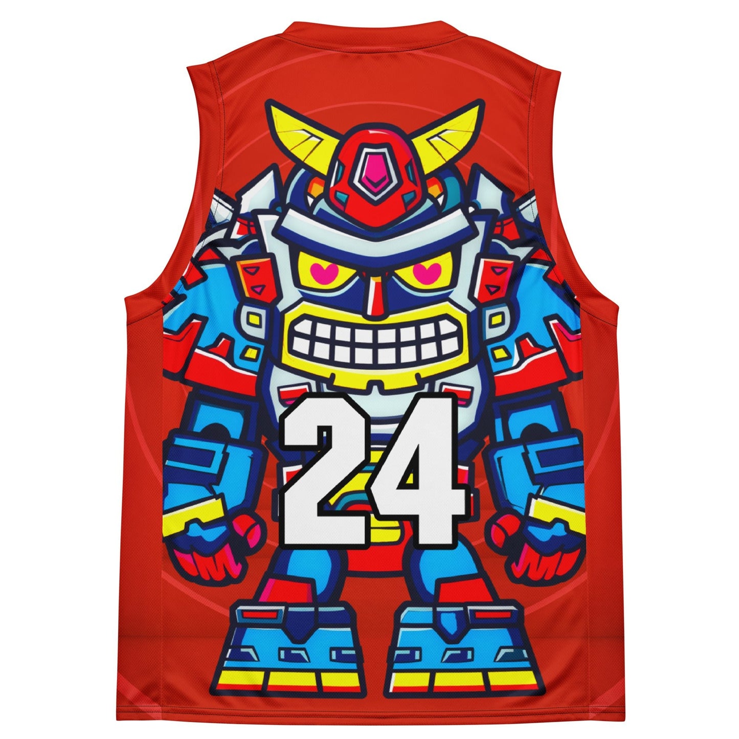 Robo Ranger - Recycled unisex basketball jersey - Crimson Vortex - BBairt