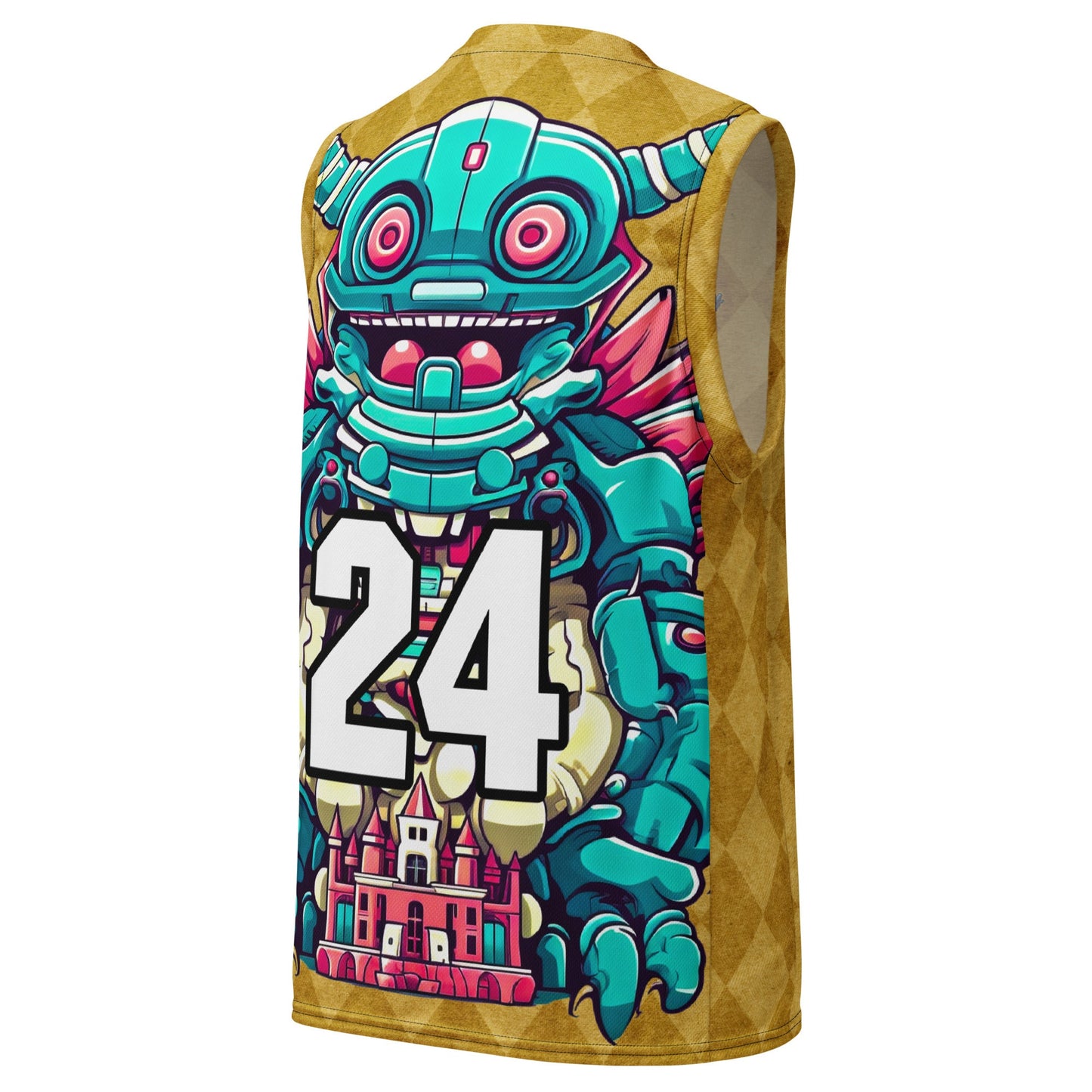 Toy Town Watchman - Recycled unisex basketball jersey - Golden Argyle Colorway - BBairt