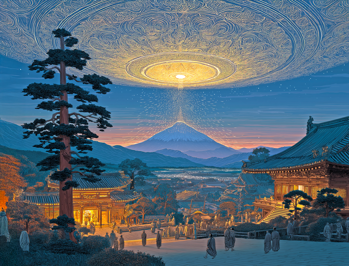 Dawn Over the Celestial Gate - Desk Mat