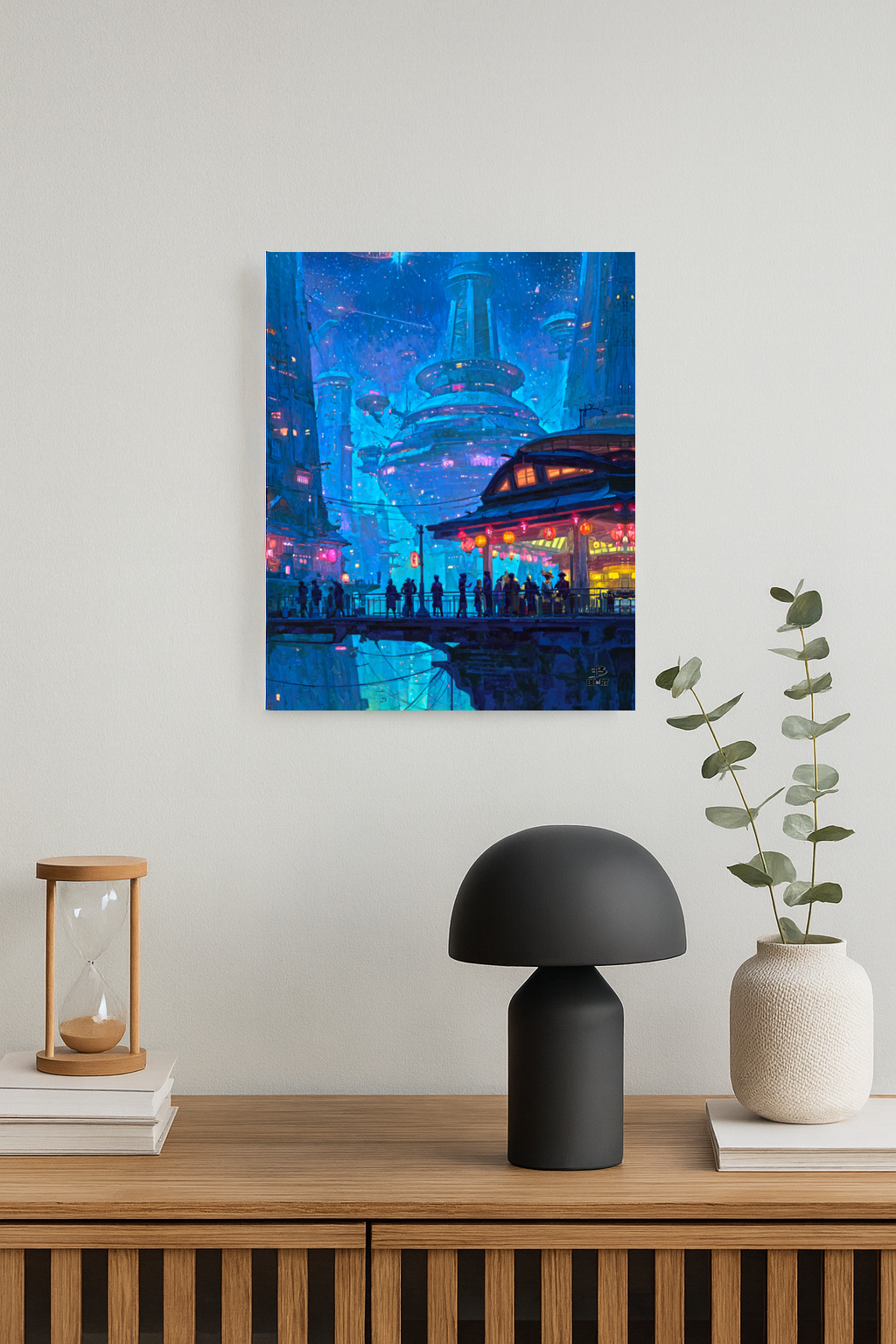 Lanterns Over Neo-Kyoto – Photo Paper Poster