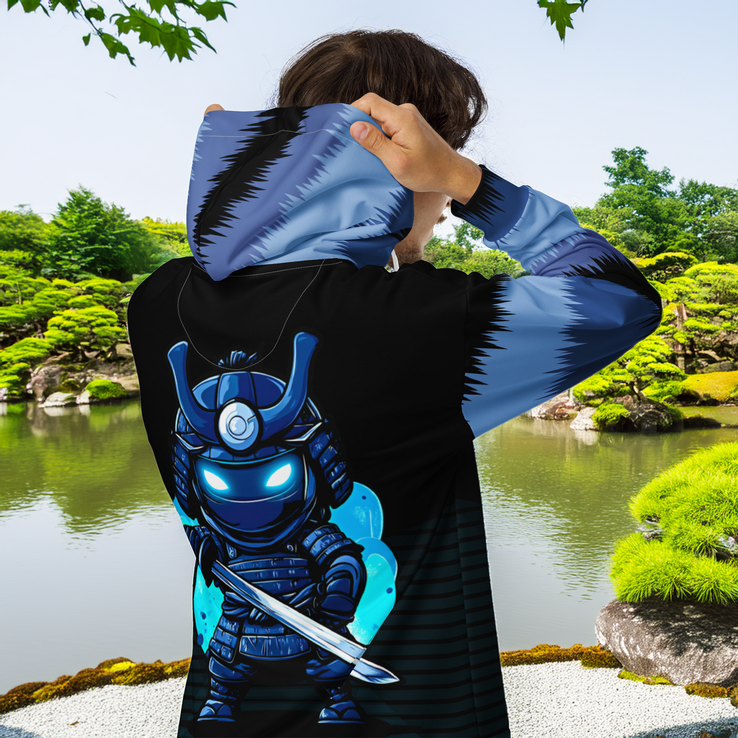 Kai the Cyber Ronin - Unisex All-Over Print Zip Hoodie