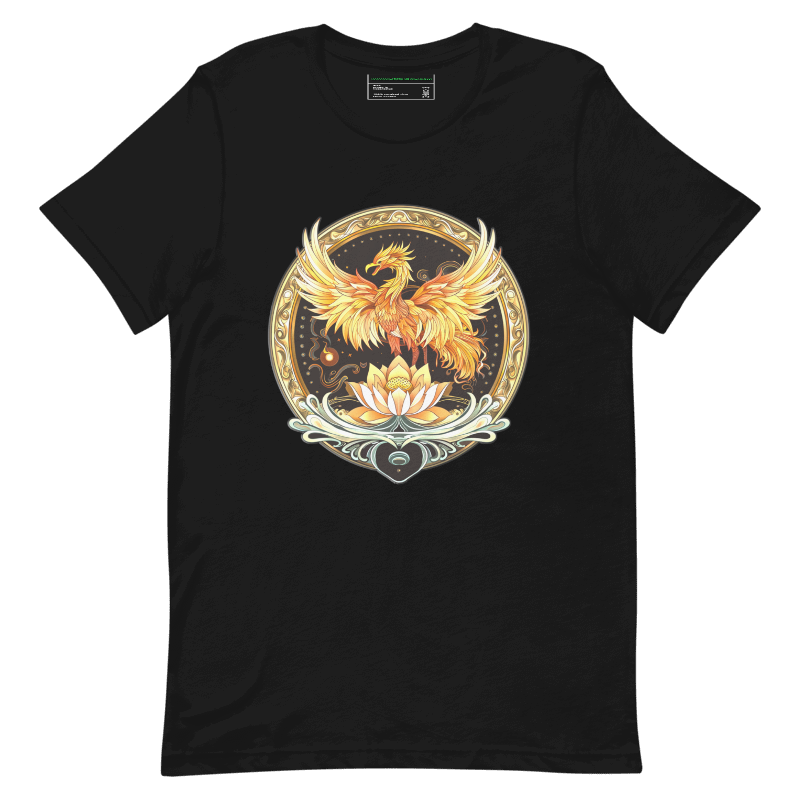 Elemental Harmony: Fiery Phoenix and Calm Lotus - Unisex t-shirt