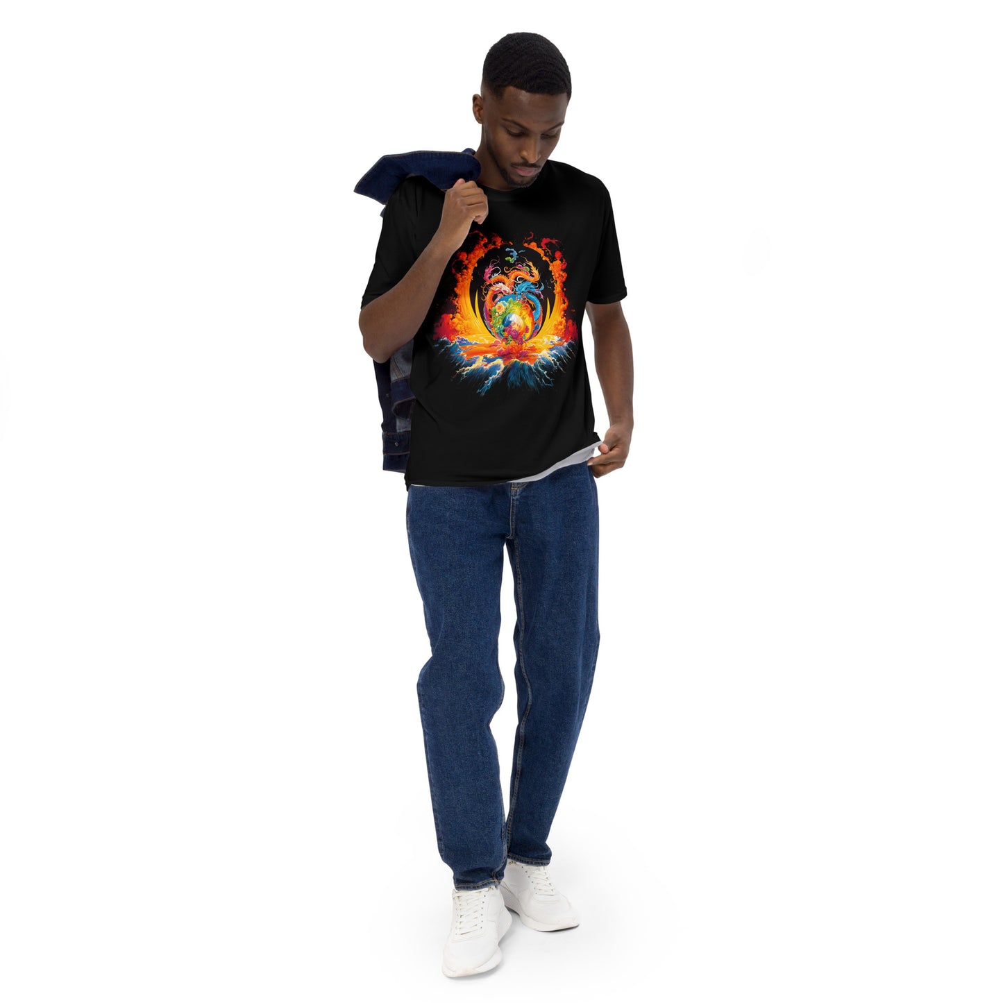 Eternal Harmony: Dual Dragon Men's Crew Neck T-Shirt