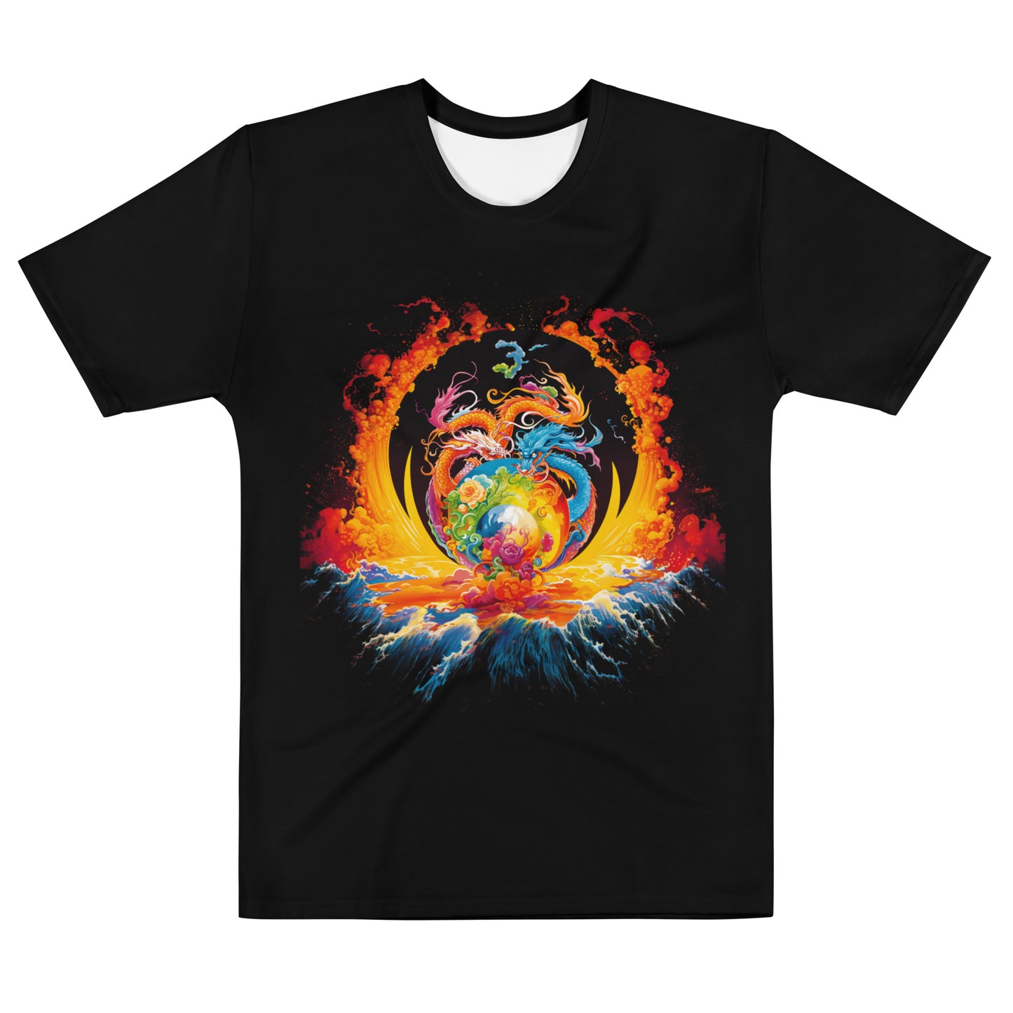 Eternal Harmony: Dual Dragon Men's Crew Neck T-Shirt