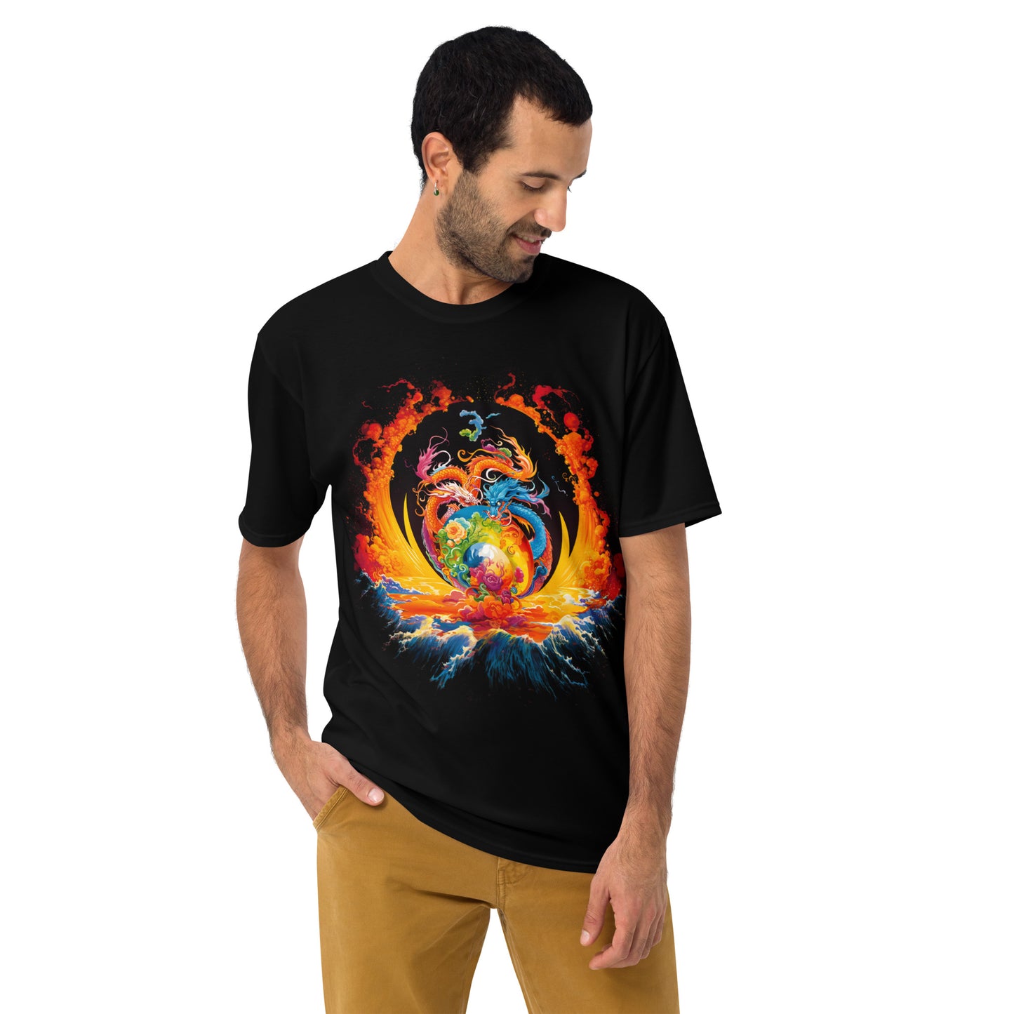 Eternal Harmony: Dual Dragon Men's Crew Neck T-Shirt