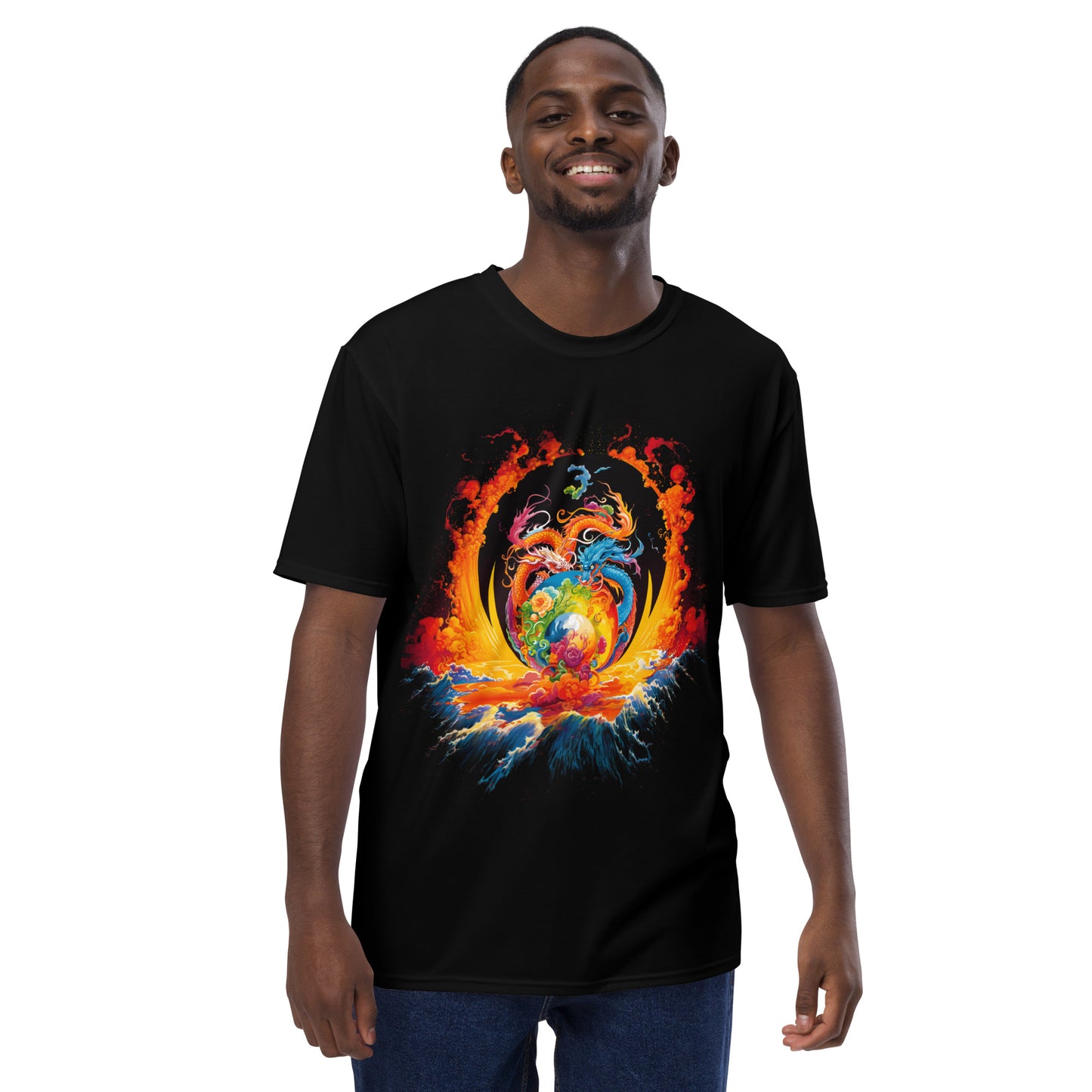 Eternal Harmony: Dual Dragon Men's Crew Neck T-Shirt