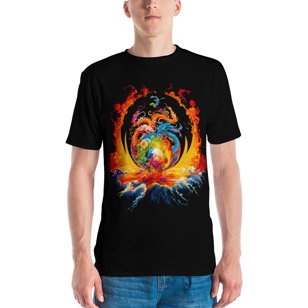 Eternal Harmony: Dual Dragon Men's Crew Neck T-Shirt