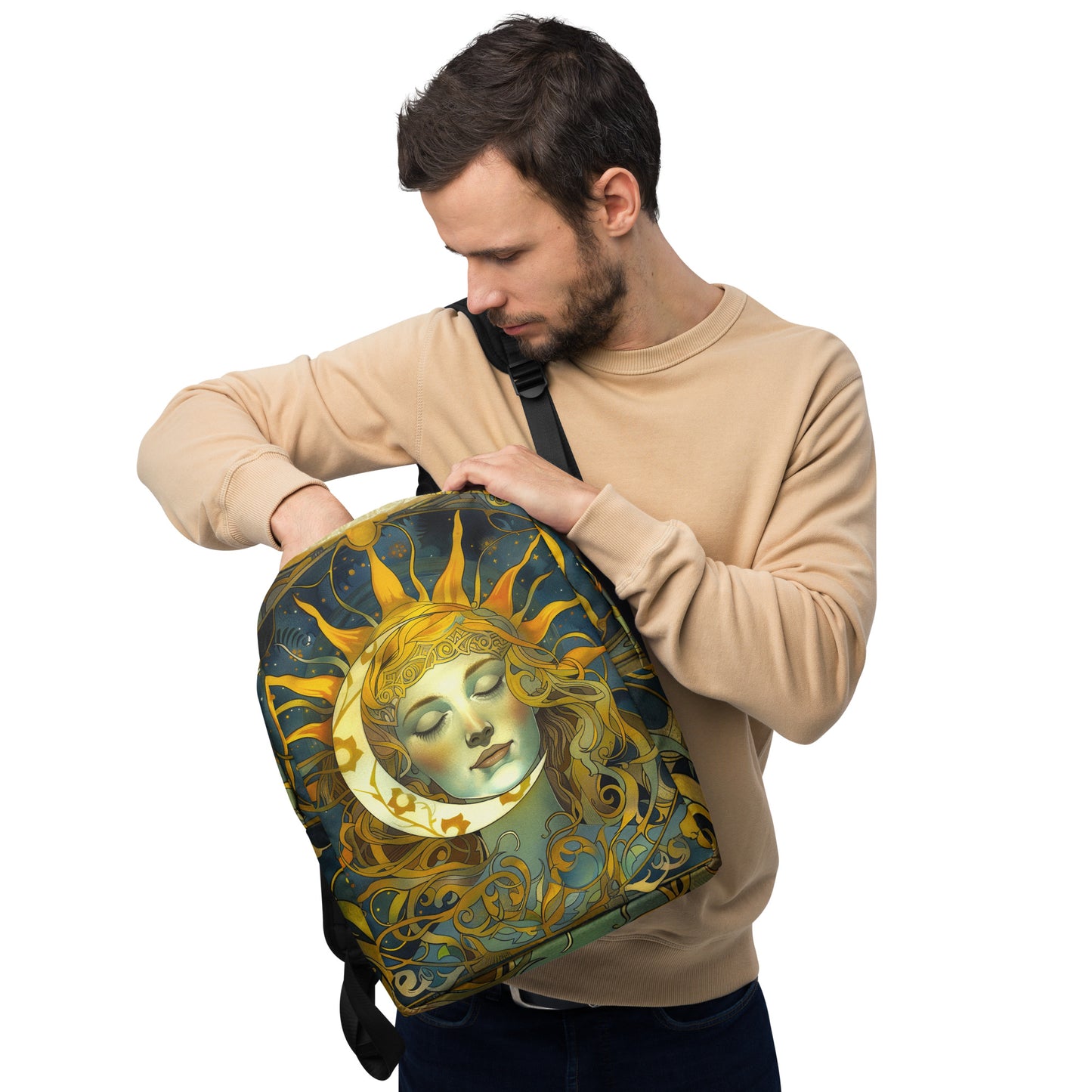 Cosmic Harmony: Sun and Moon Balance - Minimalist Backpack