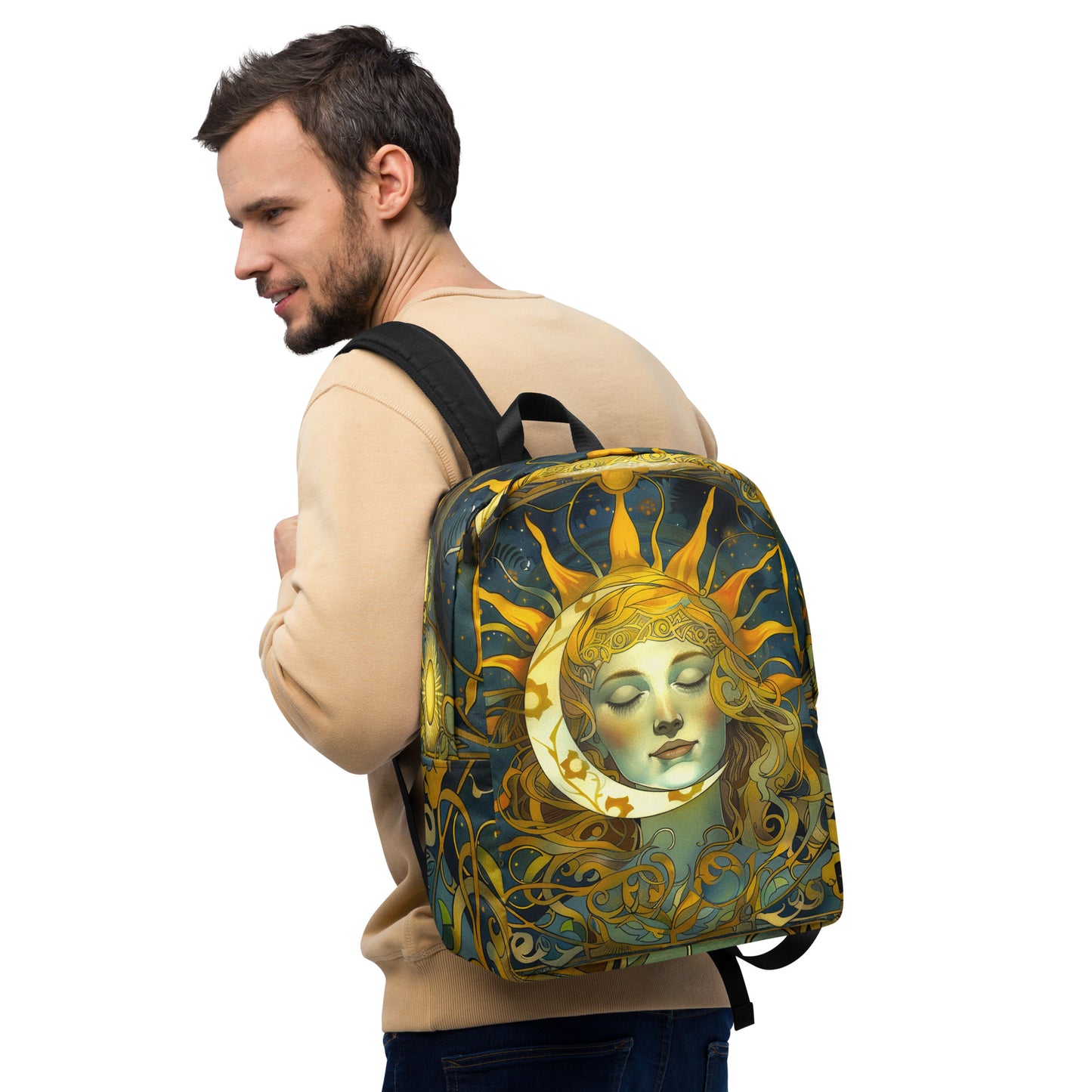 Cosmic Harmony: Sun and Moon Balance - Minimalist Backpack