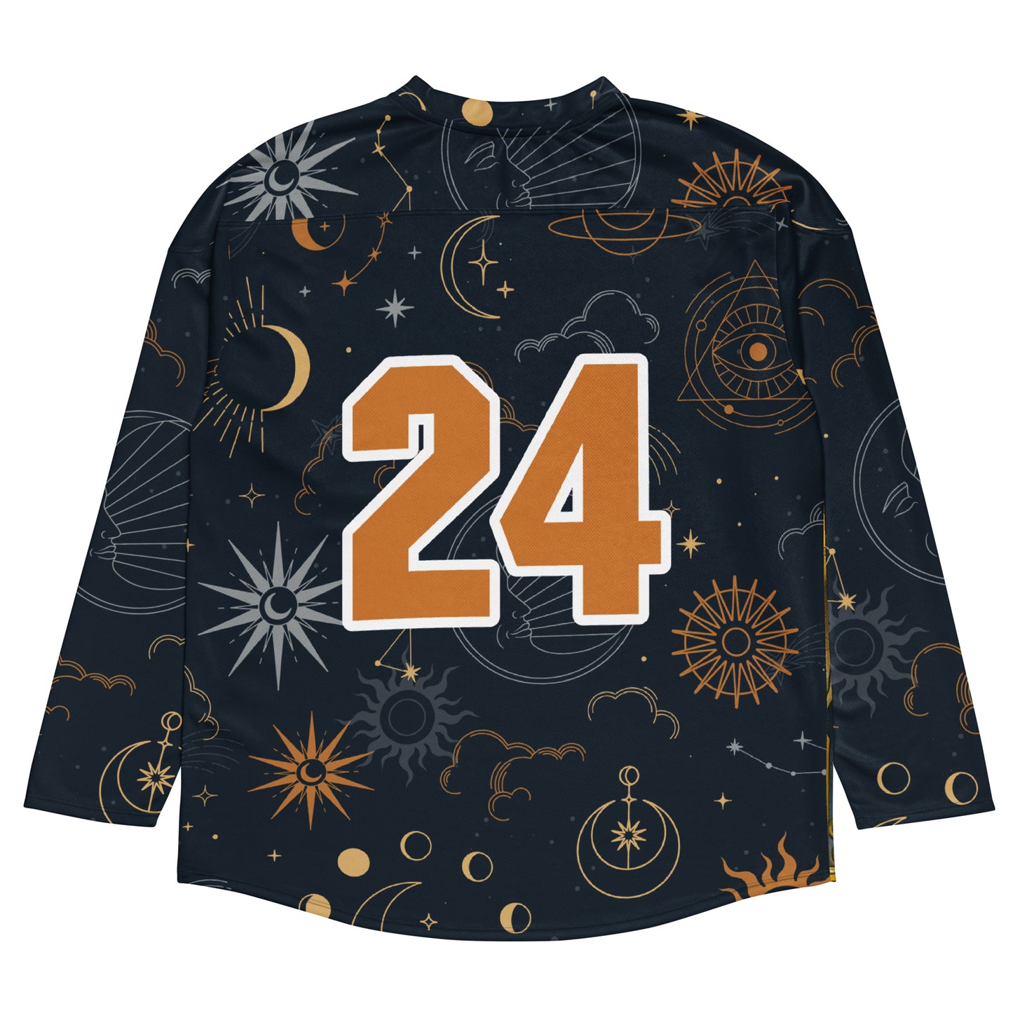 Cosmic Harmony: Sun and Moon Balance - Recycled Hockey Fan Jersey