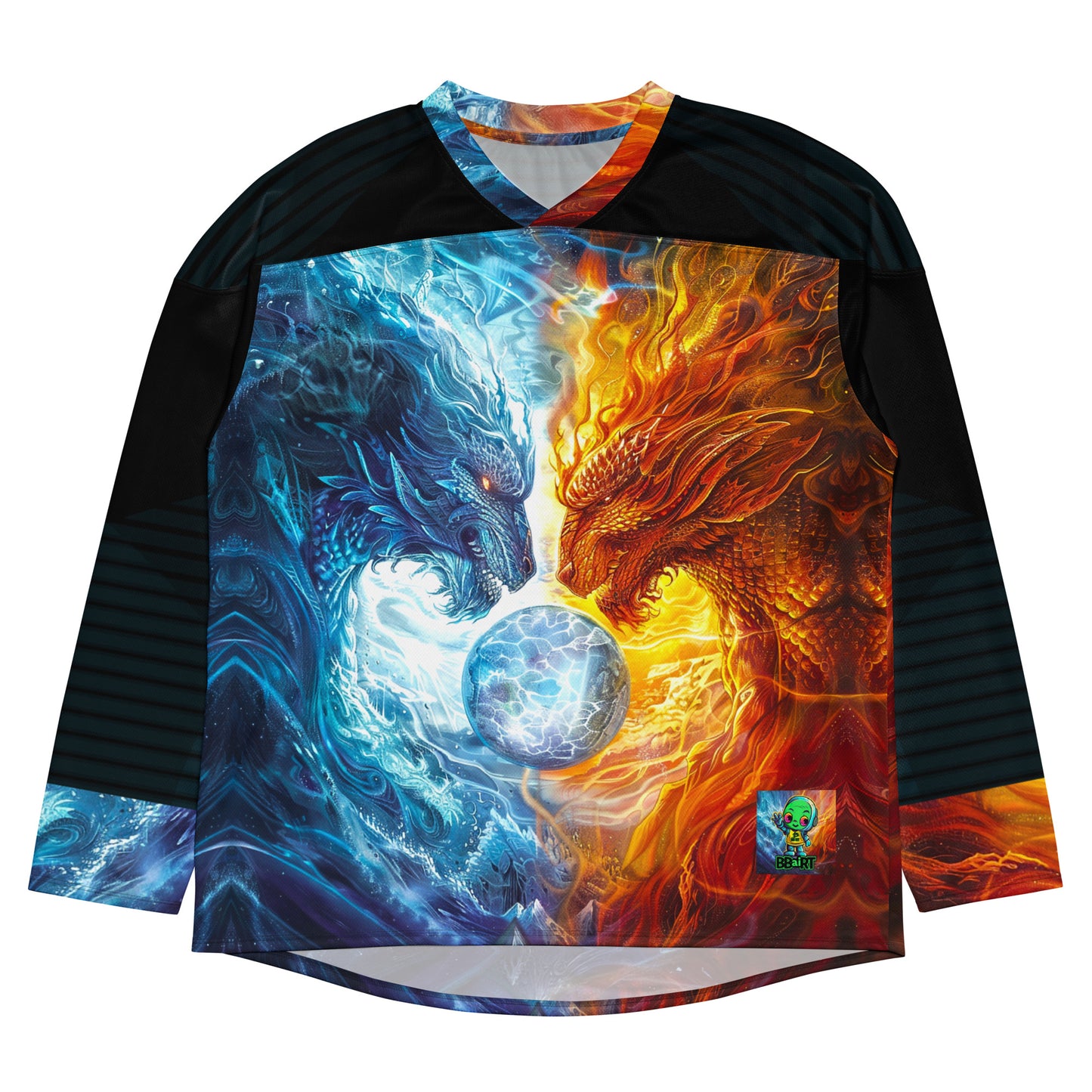 Equinox Harmony: Fire and Ice Guardians - Recycled hockey fan jersey