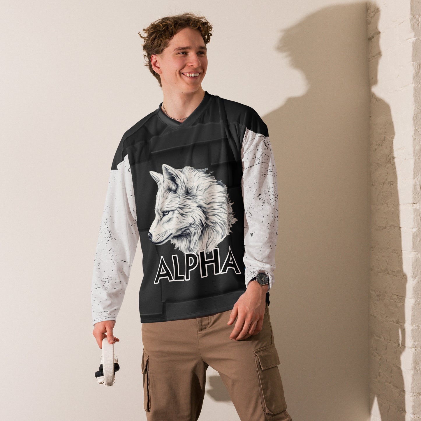 Alpha Wolf - Recycled hockey fan jersey