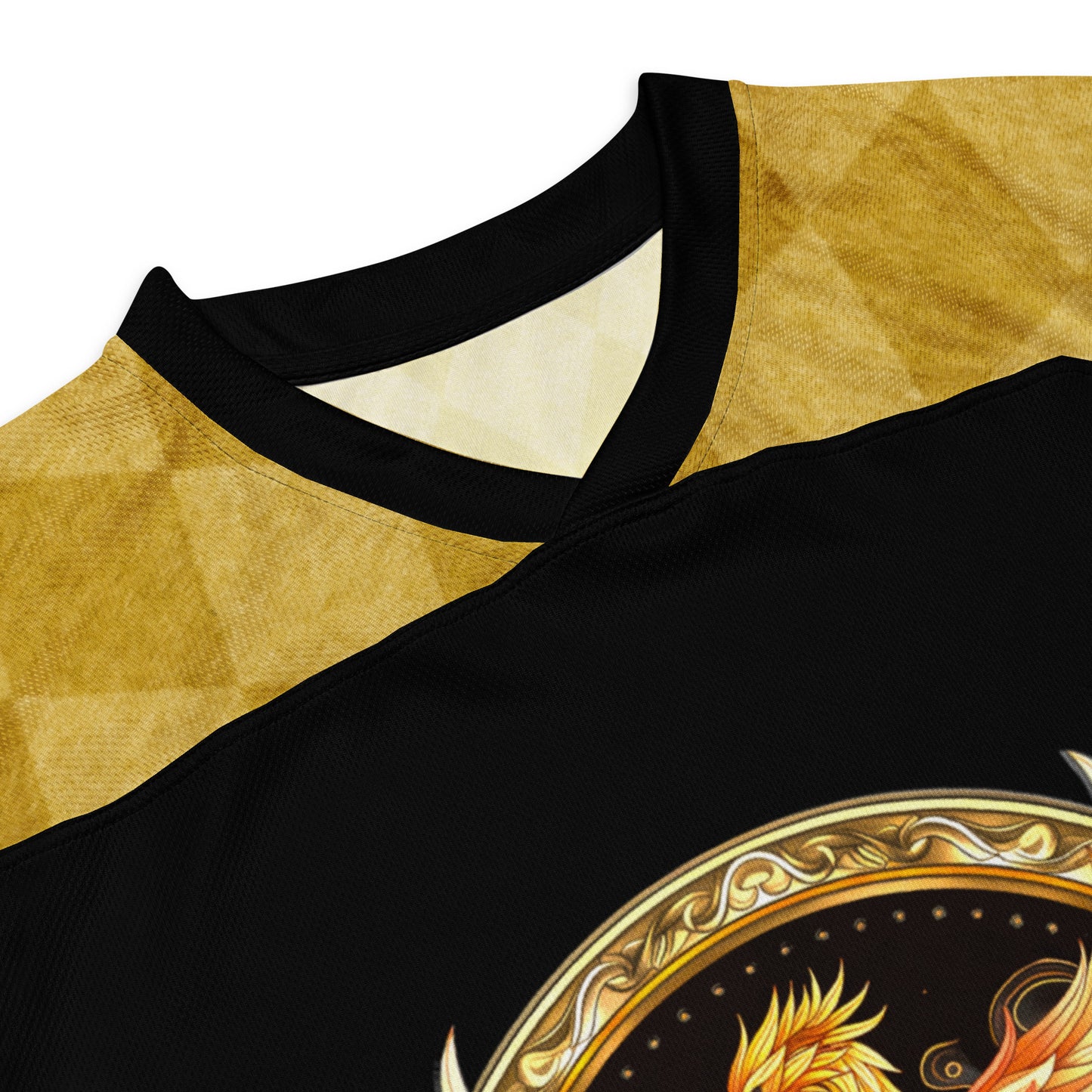 Elemental Harmony: Fiery Phoenix and Calm Lotus - Recycled hockey fan jersey