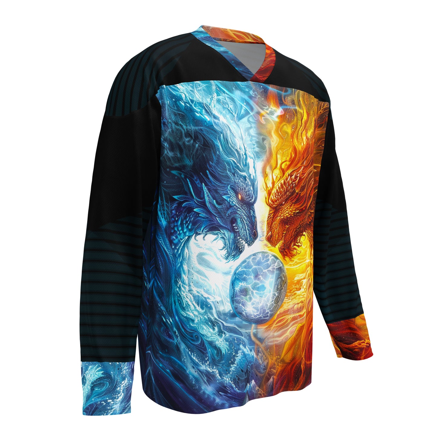 Equinox Harmony: Fire and Ice Guardians - Recycled hockey fan jersey