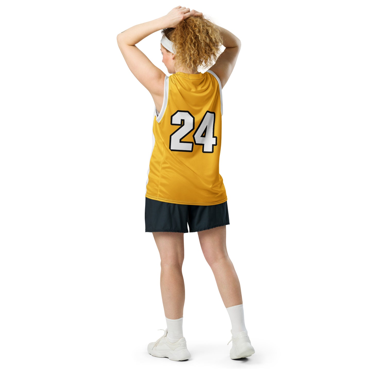 Zephyrion - Recycled unisex basketball jersey - white and gold