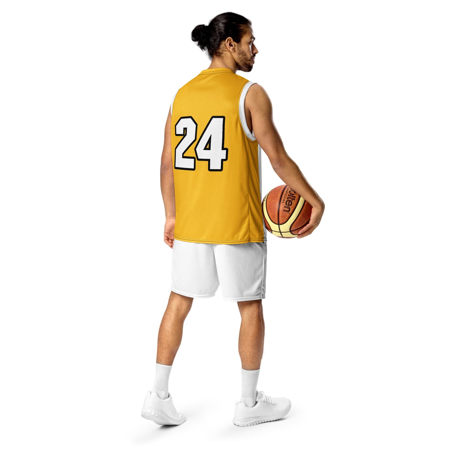 Zephyrion - Recycled unisex basketball jersey - white and gold