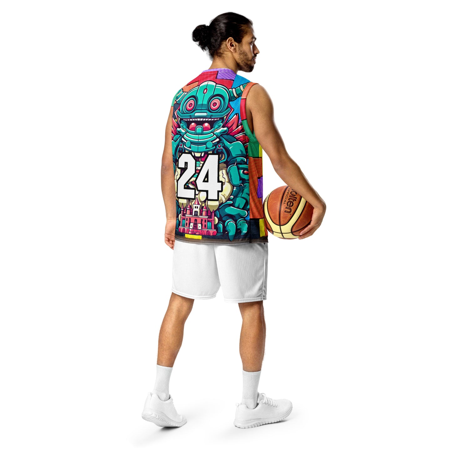 Toy Town Watchman - Recycled unisex basketball jersey - Block Fusion Colorway