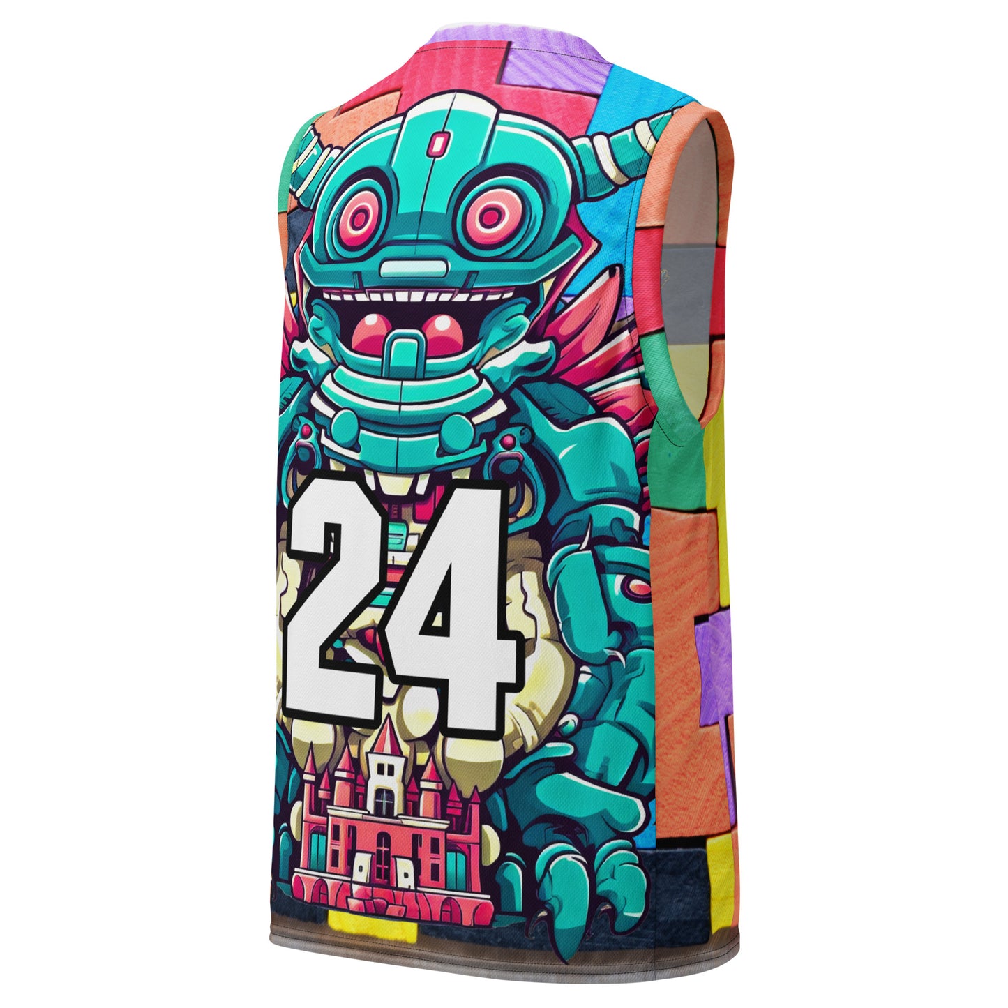 Toy Town Watchman - Recycled unisex basketball jersey - Block Fusion Colorway