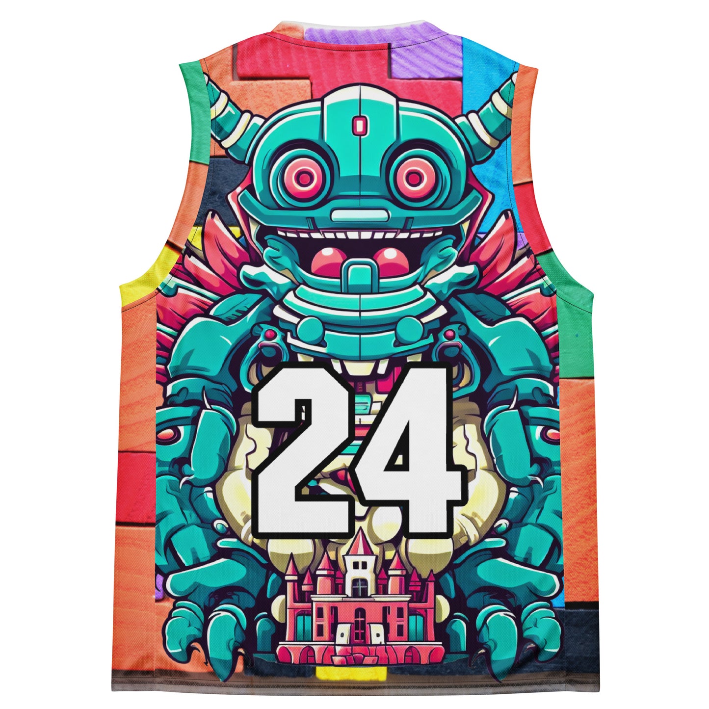 Toy Town Watchman - Recycled unisex basketball jersey - Block Fusion Colorway