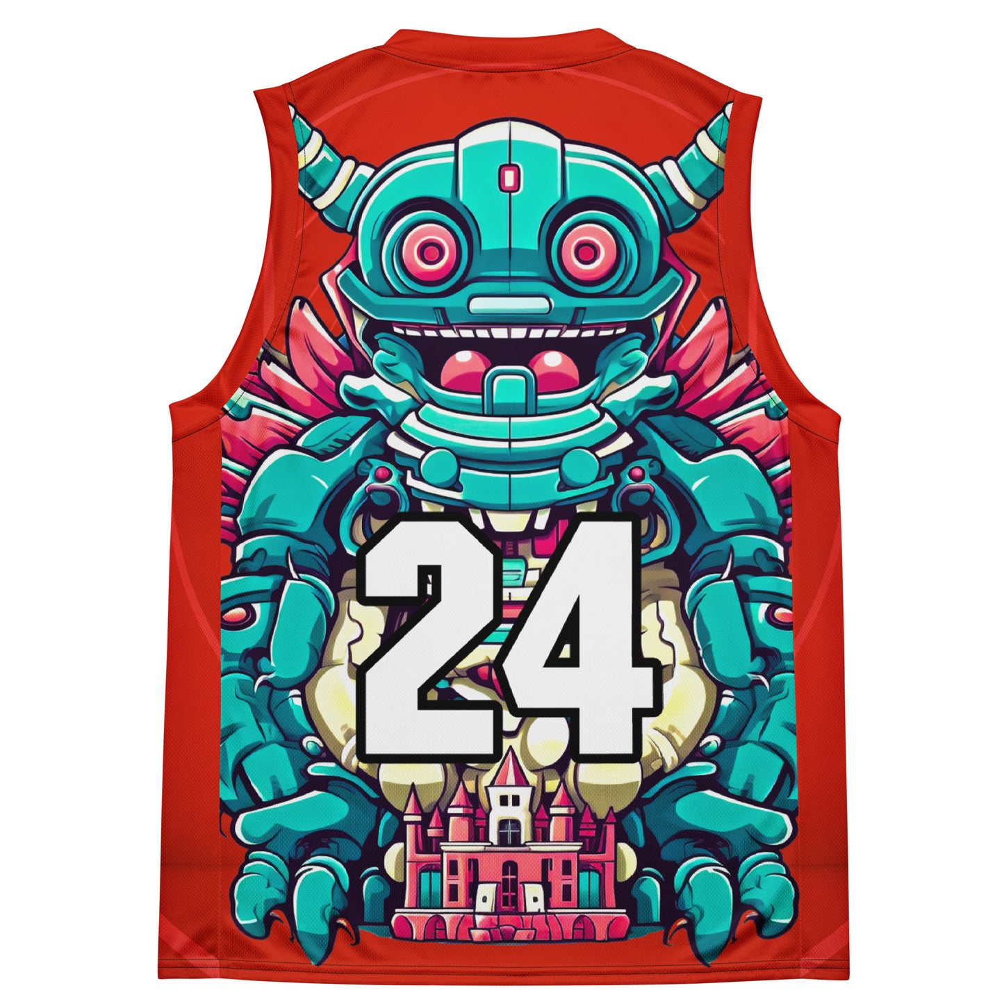 Toy Town Watchman - Recycled unisex basketball jersey - Crimson Vortex Colorway