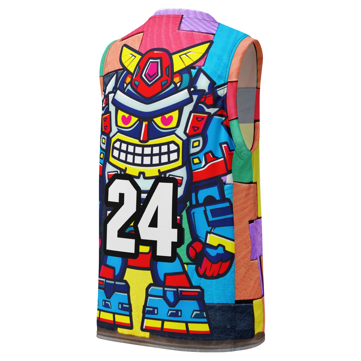 Robo Ranger - Recycled unisex basketball jersey - Block Fusion Colorway