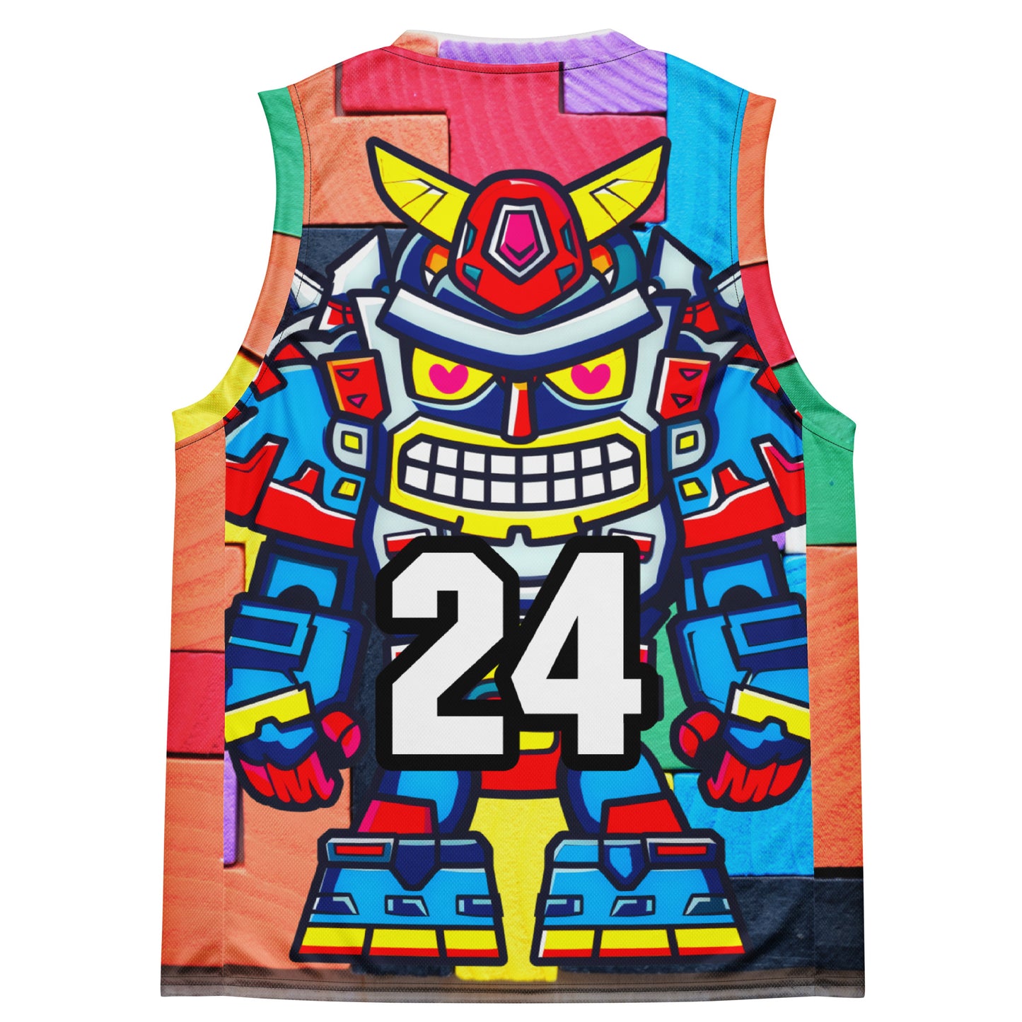 Robo Ranger - Recycled unisex basketball jersey - Block Fusion Colorway