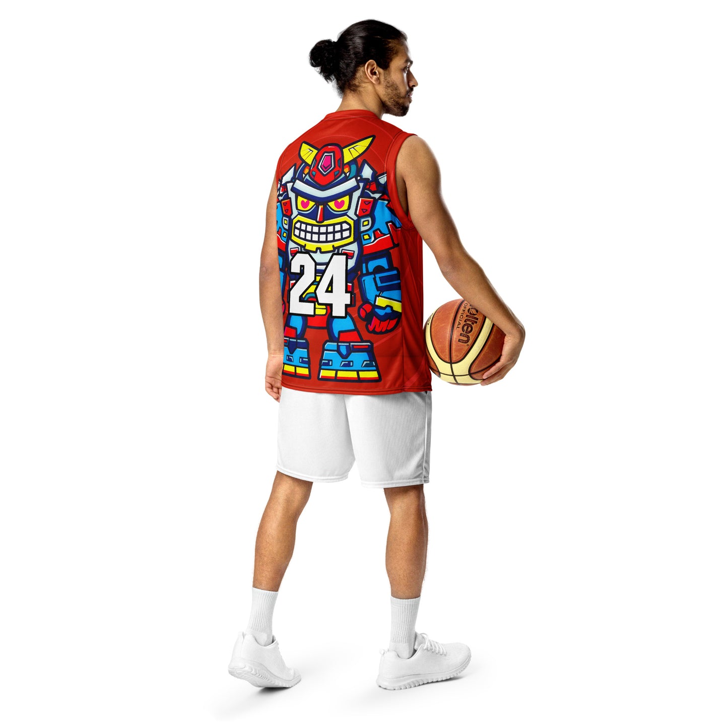 Robo Ranger - Recycled unisex basketball jersey - Crimson Vortex