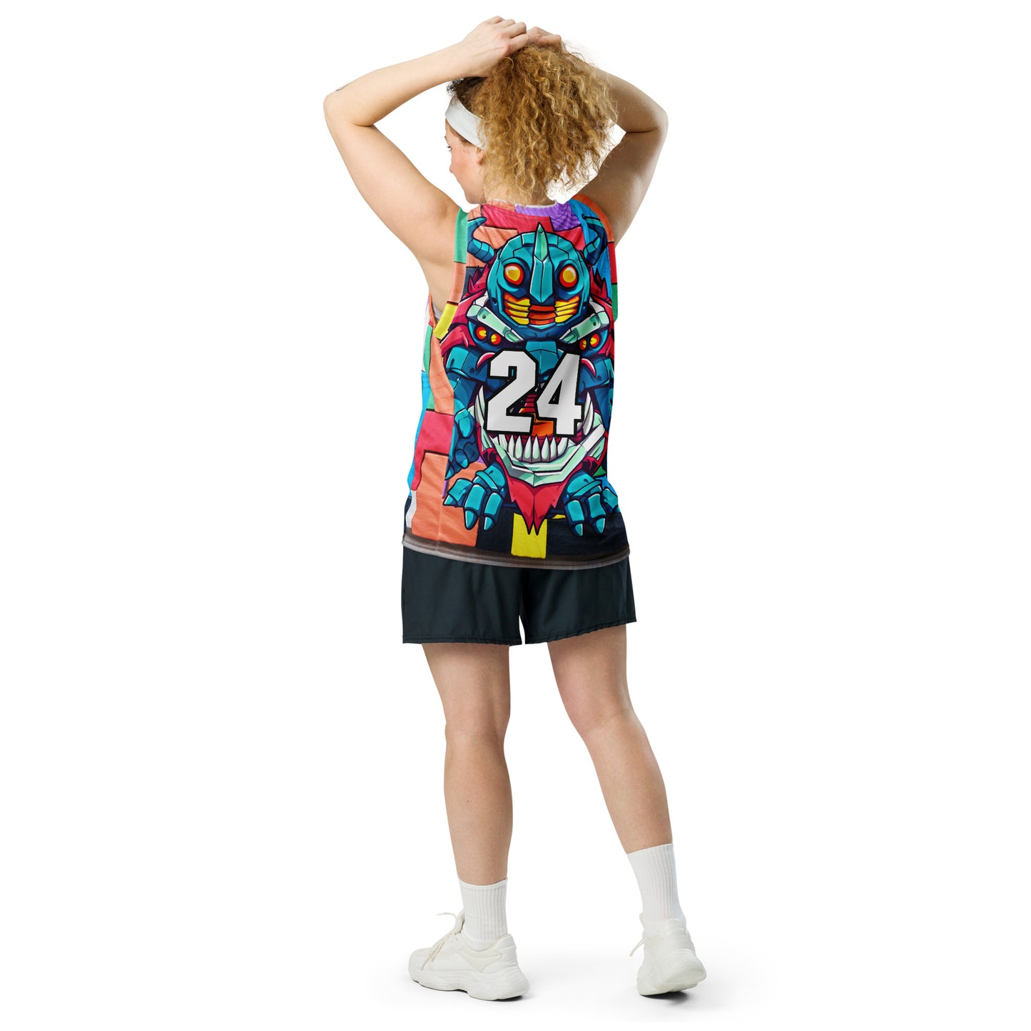 Rex the Reactor Watcher - Recycled unisex basketball jersey - Block Fusion Colorway