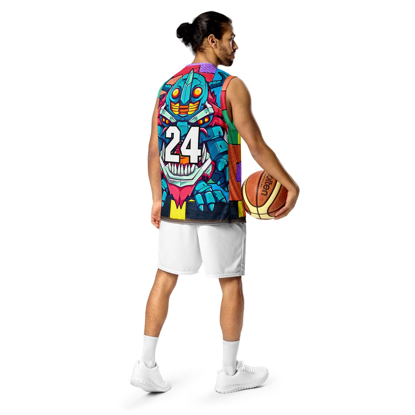 Rex the Reactor Watcher - Recycled unisex basketball jersey - Block Fusion Colorway