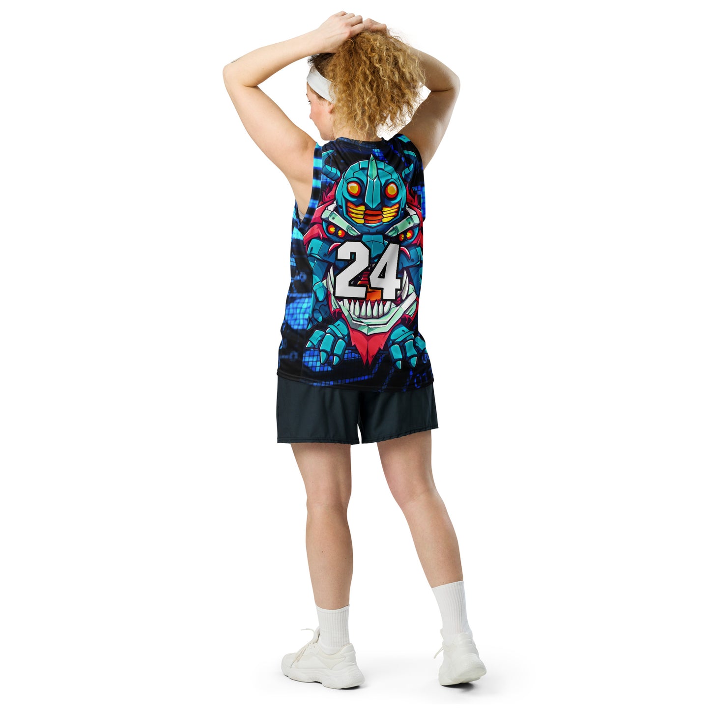 Rex the Reactor Watcher - Recycled unisex basketball jersey - Digital Pulse