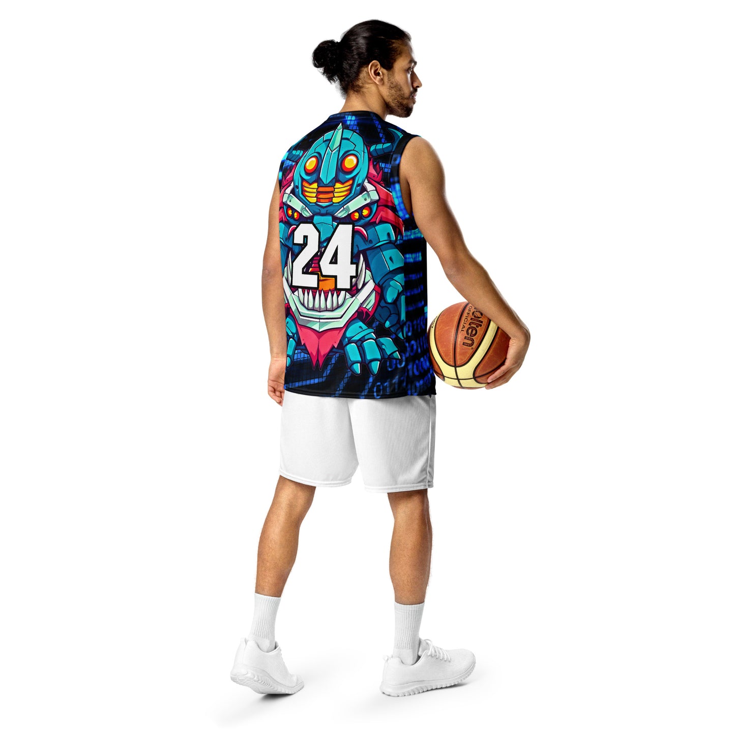 Rex the Reactor Watcher - Recycled unisex basketball jersey - Digital Pulse