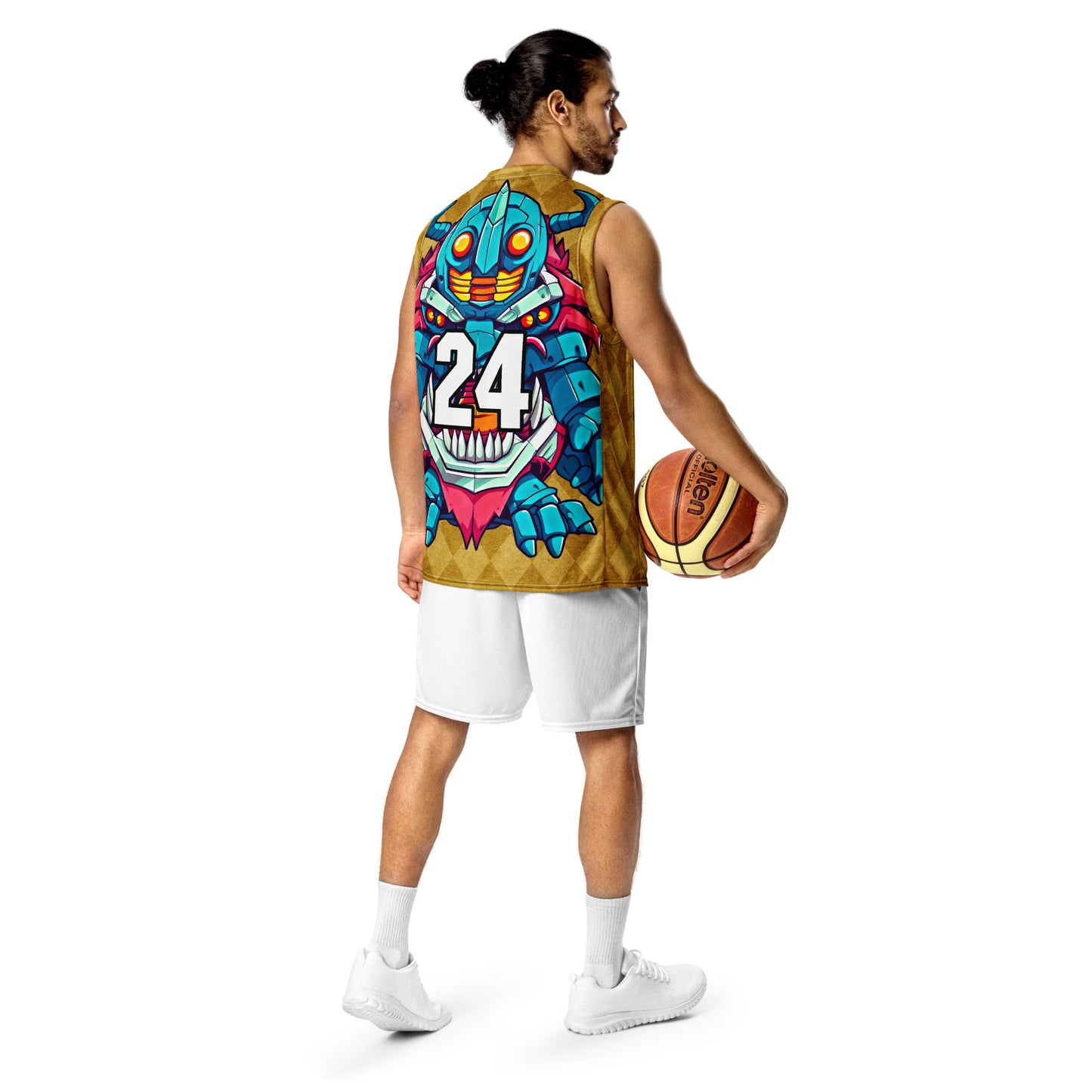 Rex the Reactor Watcher - Recycled unisex basketball jersey - Golden Argyle