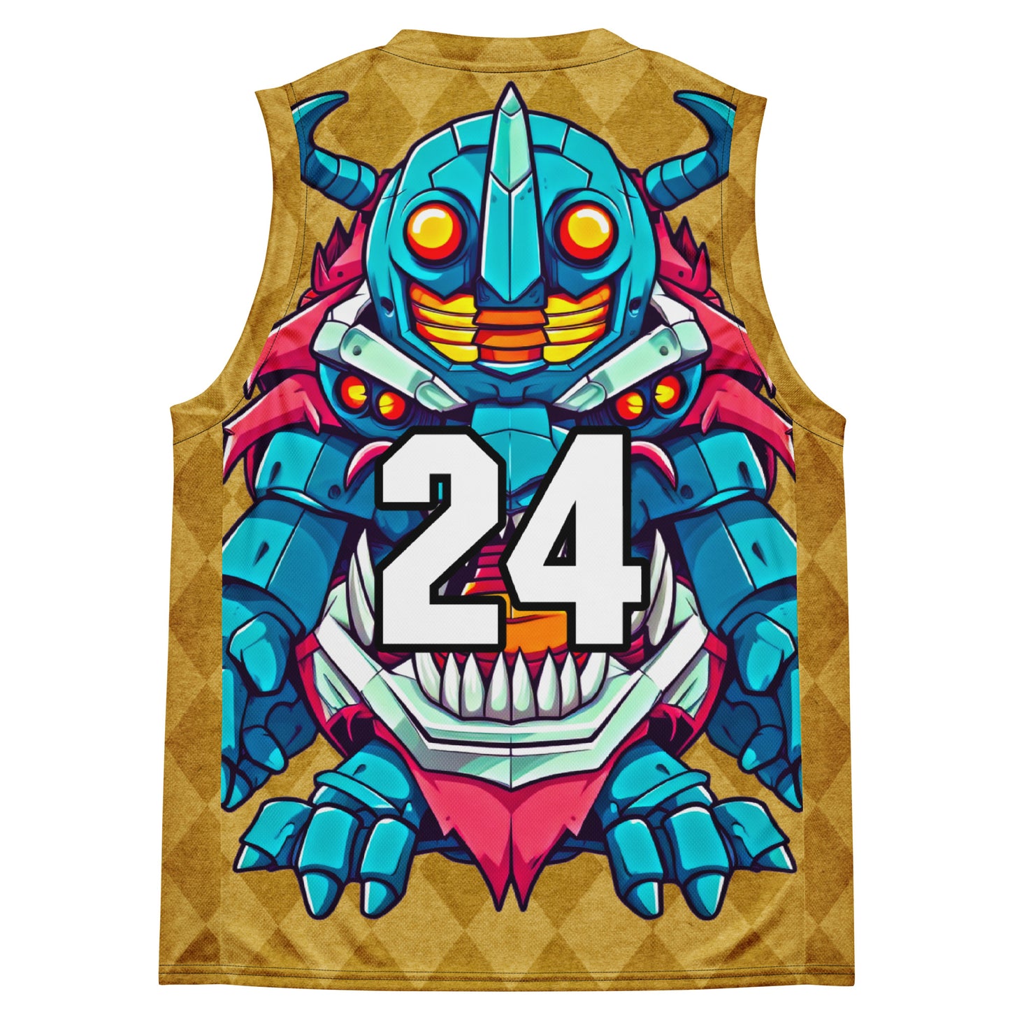 Rex the Reactor Watcher - Recycled unisex basketball jersey - Golden Argyle