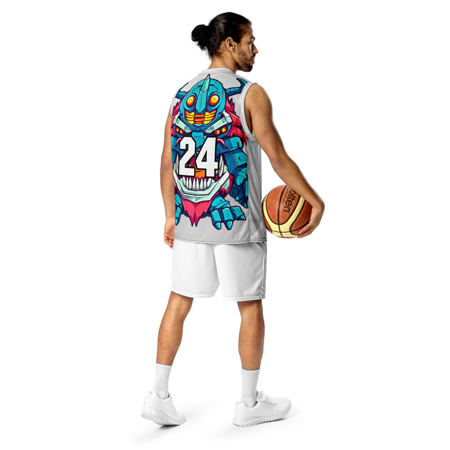 Rex the Reactor Watcher - recycled unisex basketball jersey - Ivory Vortex Colorway