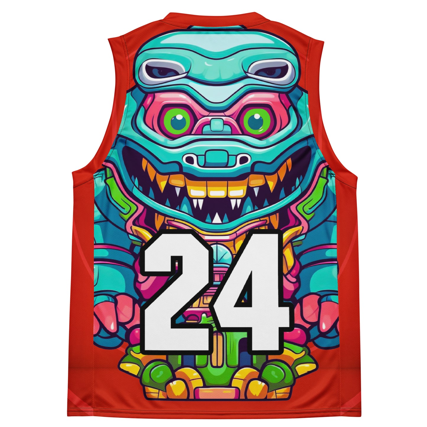 Astro Protector - Recycled unisex basketball jersey - Crimson Vortex Colorway