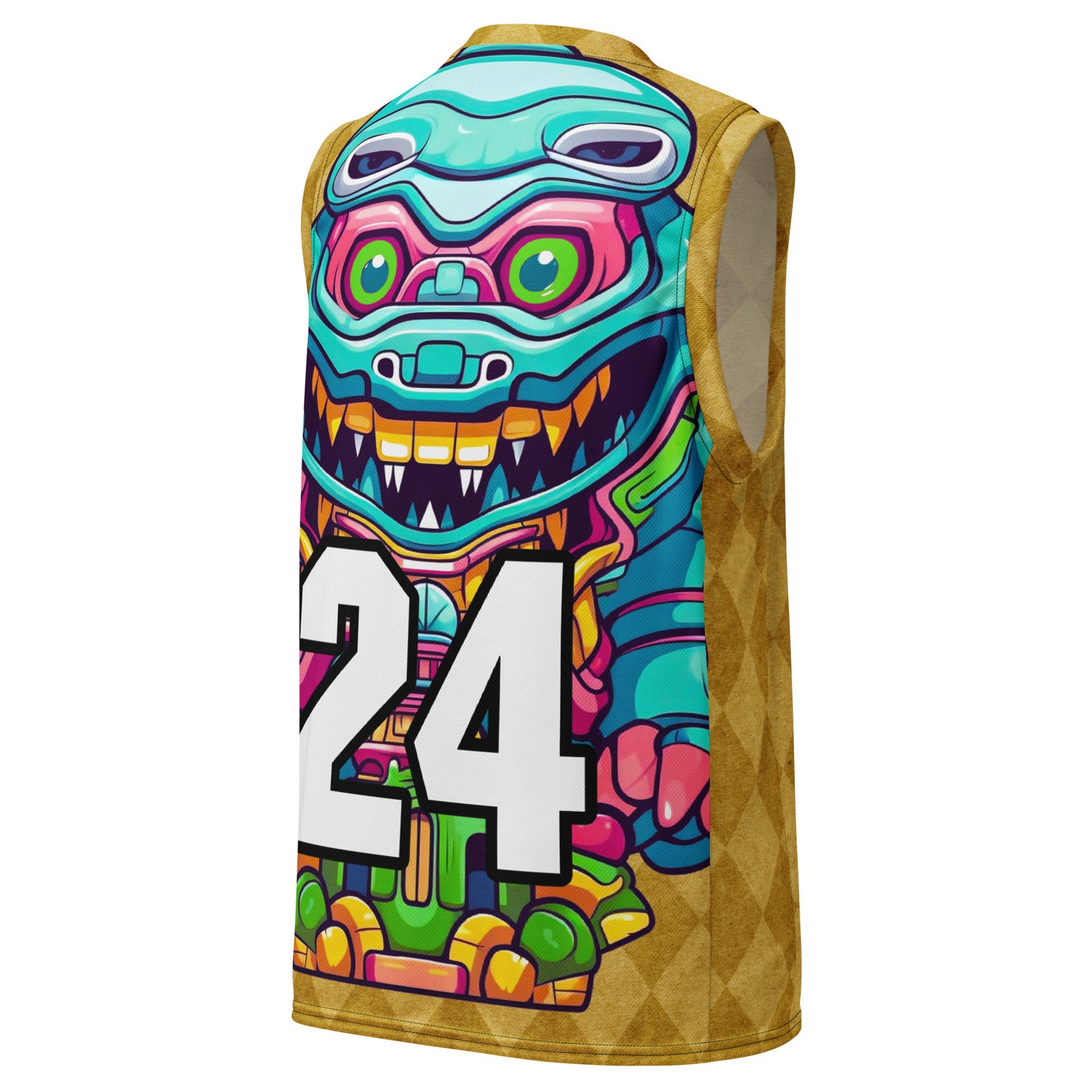 Astro Protector - Recycled unisex basketball jersey - Golden Argyle Colorway