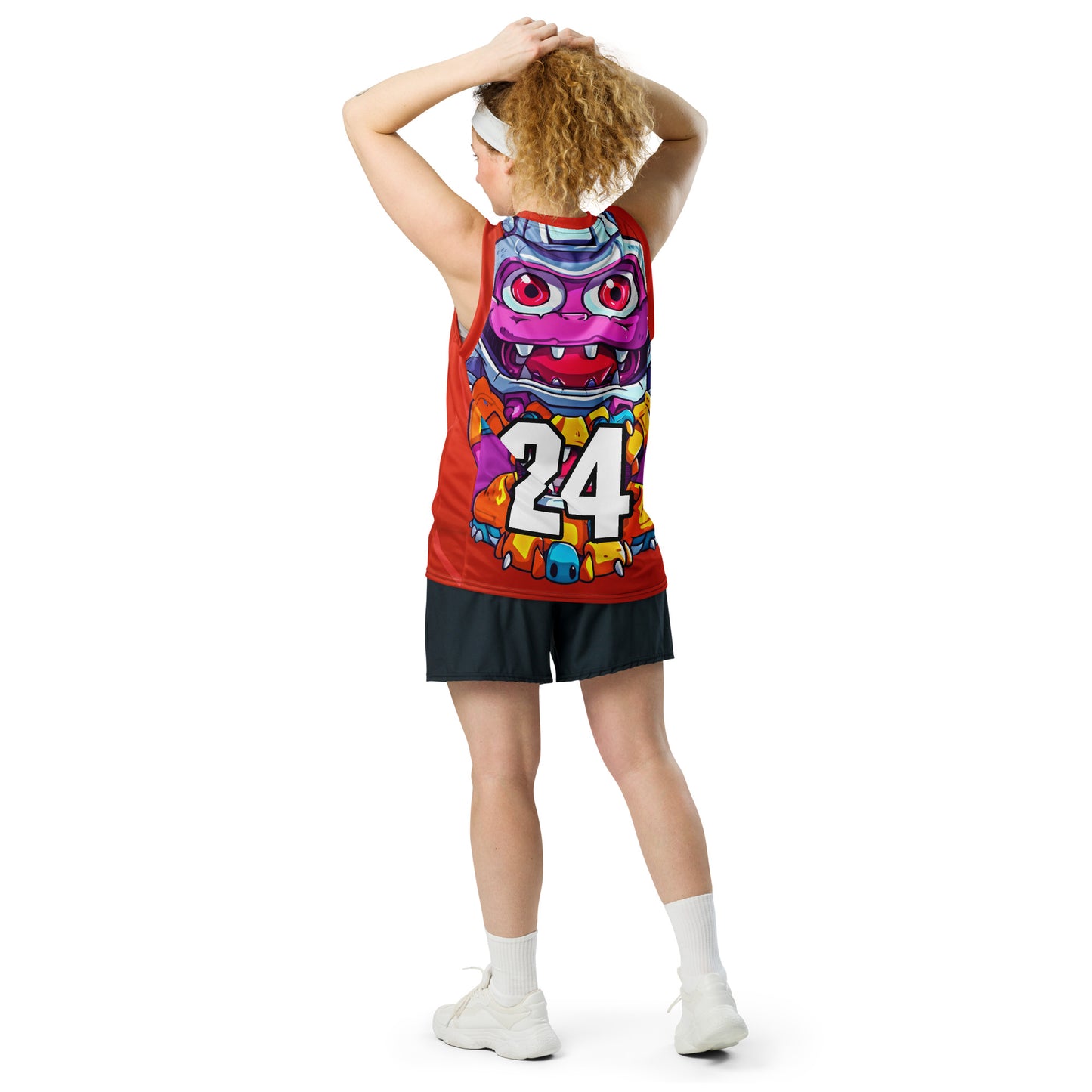 Cyber Critter - Recycled unisex basketball jersey - Crimson Vortex Colorway