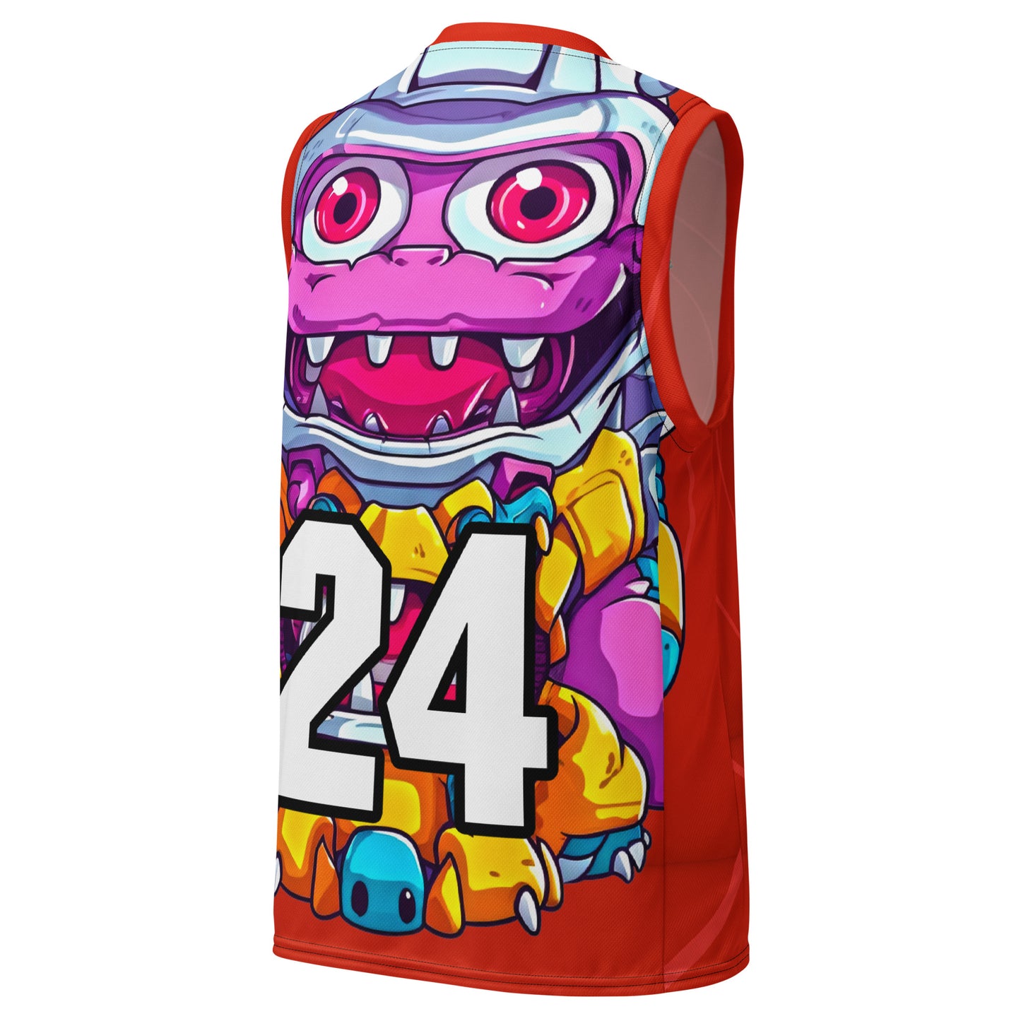 Cyber Critter - Recycled unisex basketball jersey - Crimson Vortex Colorway