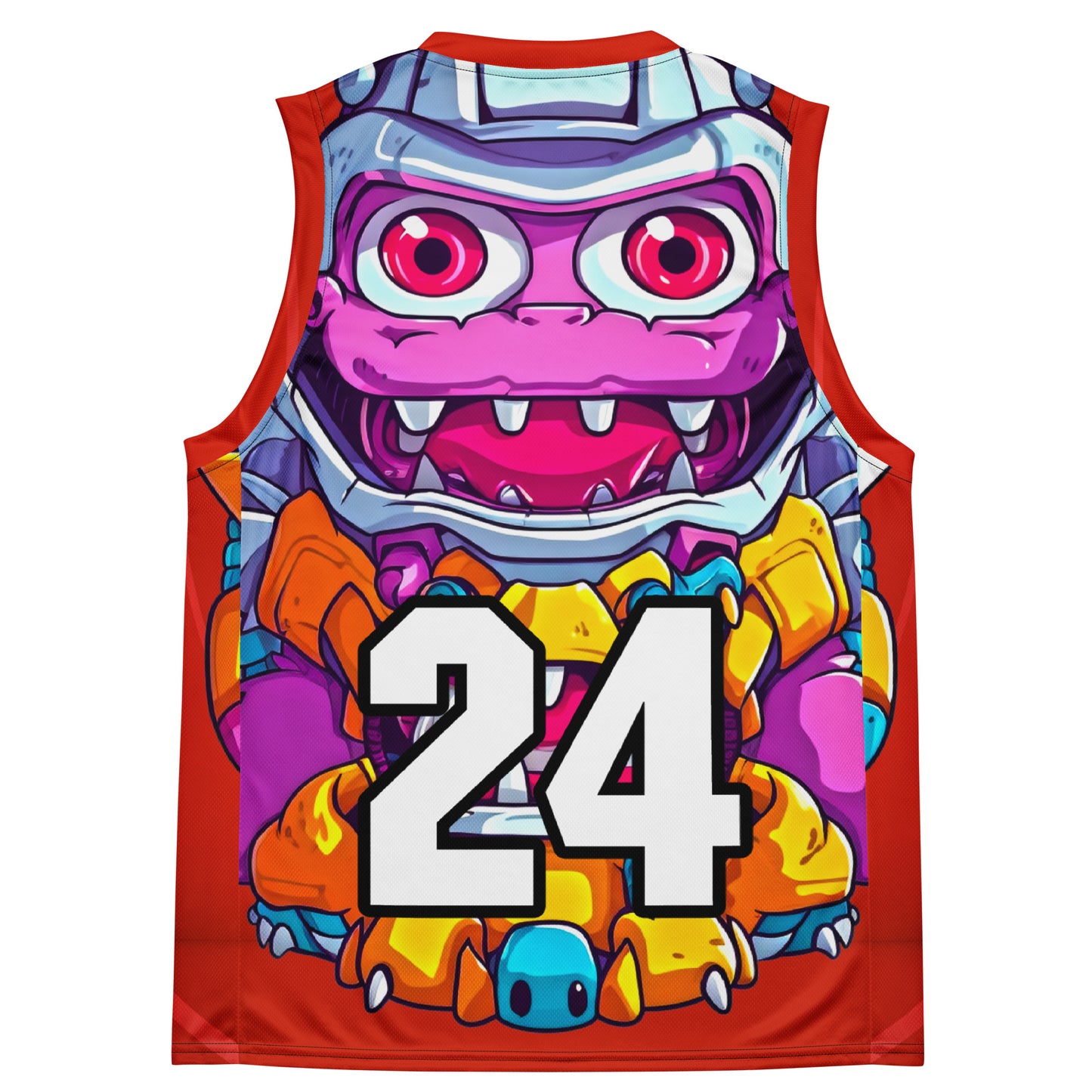 Cyber Critter - Recycled unisex basketball jersey - Crimson Vortex Colorway