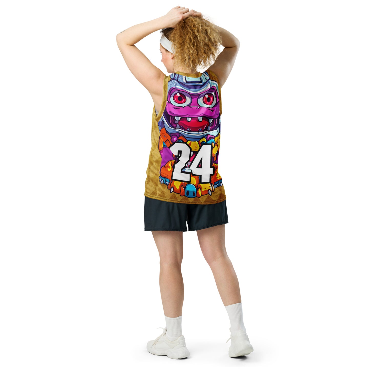 Cyber Critter - Recycled unisex basketball jersey - Golden Argyle Colorway