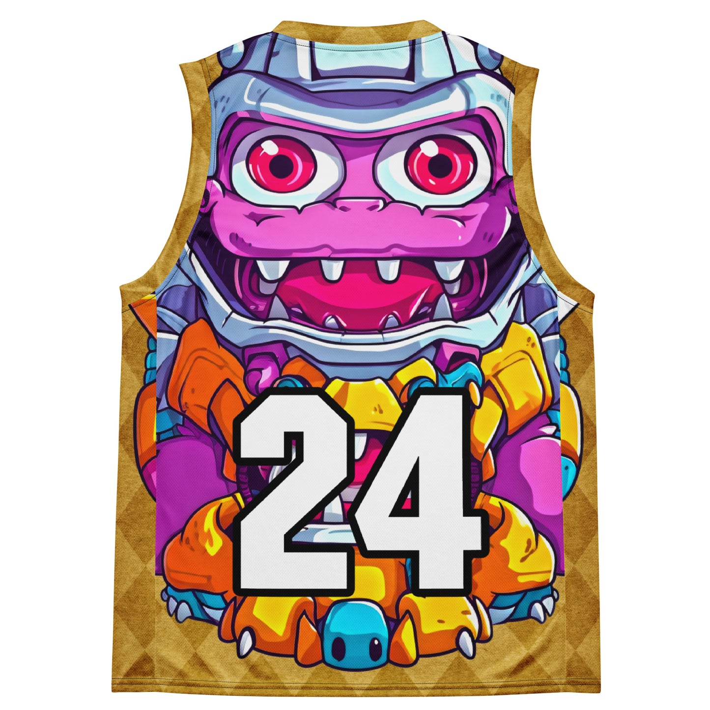 Cyber Critter - Recycled unisex basketball jersey - Golden Argyle Colorway