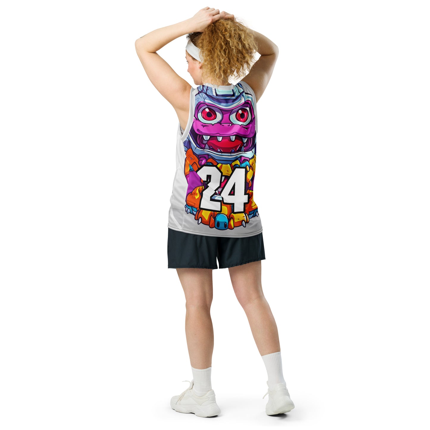 Cyber Critter - Recycled unisex basketball jersey - Ivory Vortex Colorway